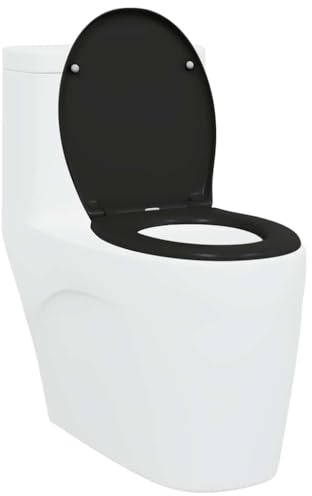 vidaXL Black Plastic Toilet Seat - Modern Oval Rim Replacement, Durable Matte Finish
