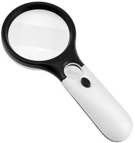 Loupe de Lecture Grossissante avec Lumière LED Intégrée, Loupe à Main 3X et 45X avec 3 Lampes Éclairantes, Lampe Loupe Portable pour Seniors et Enfants, Idéale pour Lecture, Bijoux, Couture, Artisanat
