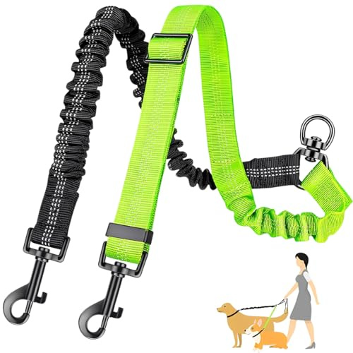 JUGUTA Correa Doble Para Perros, Sin Enredos, 360° Rotatable, Reflectante, Doble Divisor De Correa Para Perro, Con Dos Asas Acolchadas, Multiposicion Perro, Para Pasear A 2 Perros