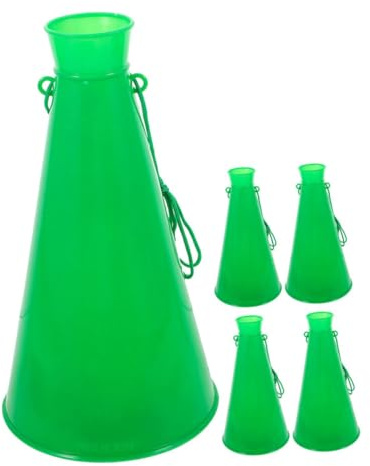 Mikikit Megáfono De Animación De Plástico Portátil 5 Piezas Verde Para Niños y Fiestas Ruido Trompeta Cuerno Animador Accesorios Para Ambiente Deportivo y Celebraciones