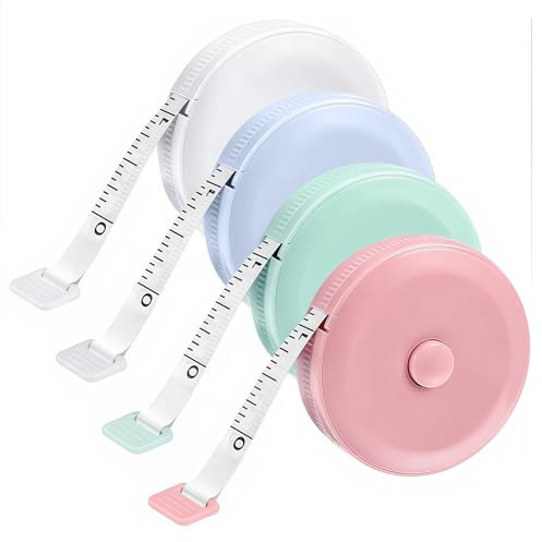 Tape Measure Measuring Tape for Body Measurements Dual Sided Soft Fabric Sewing Ruler Small Push ButtonDouble Scales,150cm X 4 Pack