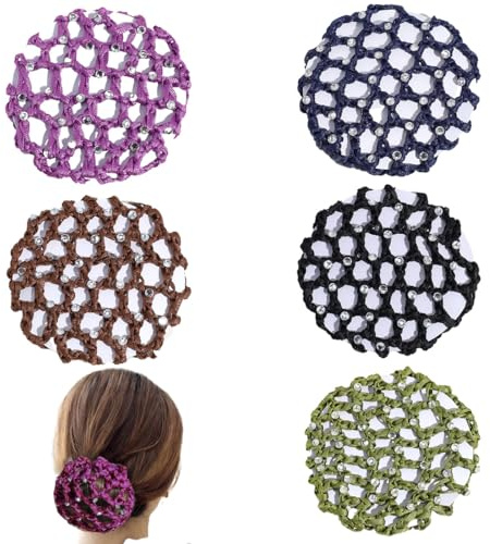 LEPZUR 5 Pezzi Rete Per Capelli Chignon Retina Per Ragazze Stretch Per Balletto Danza