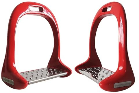 CYMMIYT säkerhetsstigbygel 1 par stirrup häst ridningsutrustning rostfritt stål legering aluminiumlegering tjock non-slip equestrian för saddle pedal (röd)
