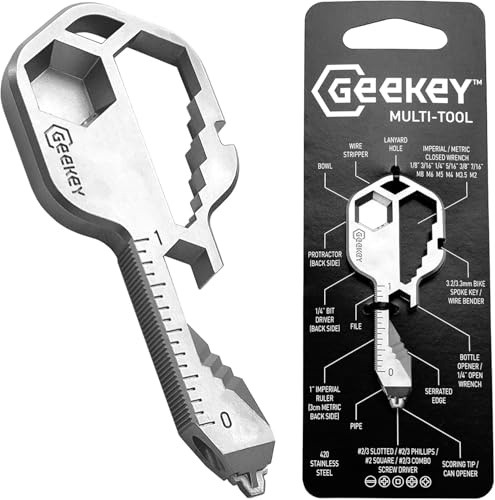 Geekey Multi-Tool - Schlüsselförmiges Taschenwerkzeug für Ihren Schlüsselbund - 420 Edelstahl und TSA-freundlich.