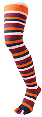TOETOE - Essential Women Everyday Cotton Over-Knee Toe Socks (1 Pair) (US, Numeric, 4, 11.5, Regular, Regular, Lava)