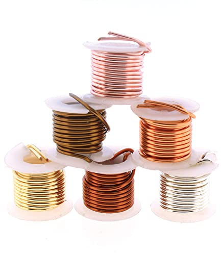 The Beadsmith Craft Wire Assortment - Tarnish-Resistant Copper Wire for Jewelry Making, 6-Pack, 0.75-Inch Mini Spools, 1 Yd Each, 16-Gauge, Assorted Colors, Medium Temper