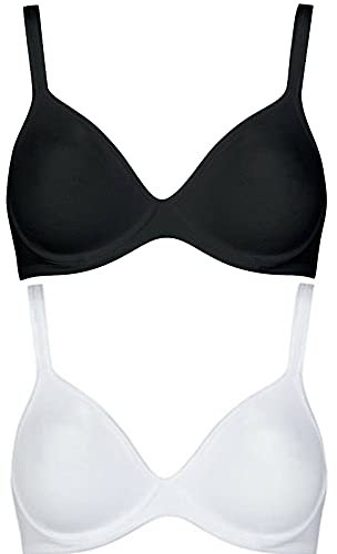 L'altra Cotonella 2 Reggiseni Donna Sexy Preformato con Ferretto Coppa B Reggiseno Lingerie (1 Pz Bianco 1 Pz Nero, 4/L)