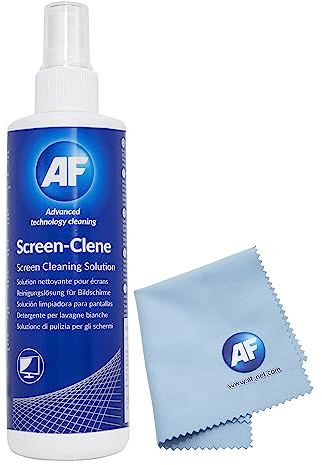 AF Screen Cleaner Solution 250ml and Small Premium Cloth - Ideal for TV's, PC's, Laptops Tablets & Phone's