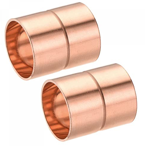 sourcing map Cuivre Tube Couplage 25mm Droit Connexion Adaptateur avec Roulé Tuyau Stop C x C Souder Connexion pour Plomberie 2Pcs