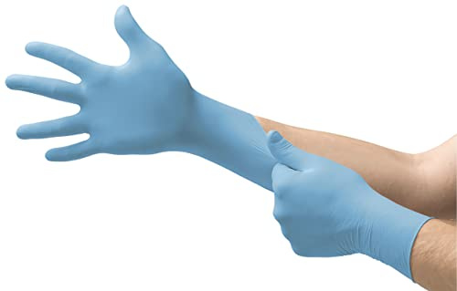 Ansell MICROFLEX 10-733 Daily Defense Disposable Nitrile Gloves for Cleaning, Food Prep, First Aid - Medium, Blue (Box of 100)