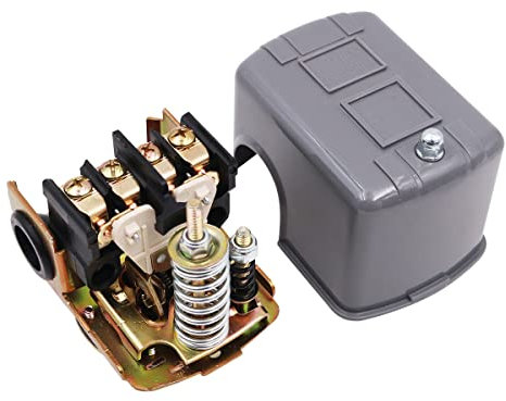 Shiwaki Brand Water Pump Pressure Control Switch, Adjustable Spring Pole, Metal, Grey, 110V / 230V, 200.0 grams