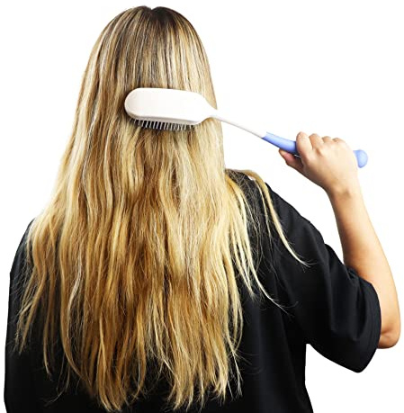 KMINA - Långt handtag hårborste (x 1 st), ergonomisk, äldre, tillbehör med minskad rörlighet