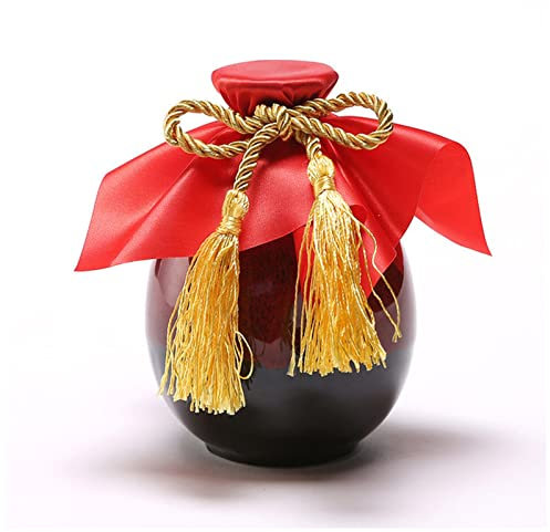 Hip Flask 500ml Sake Distribution Wine Pot Liquor Warmer Household Ceramic Creative Ceramic Bottle Barware Flagon Small Stoup Single Pot Hip Flasks For Women (Size : Dark red)