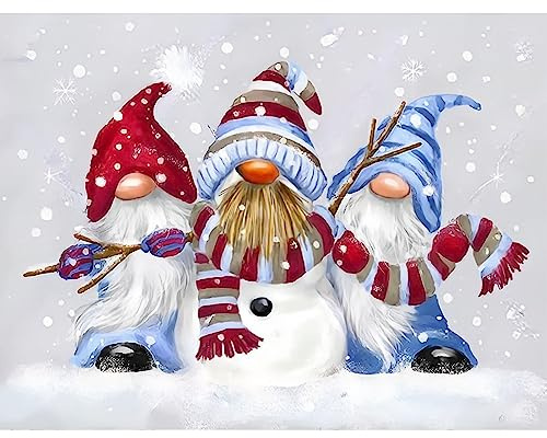 NAIMOER Winter Gnomes Diamond Art Kits for Adults, Happy New Year Diamond Painting Kits for Adults Kids, DIY Full Drill Snow Diamond Art Christmas Diamond Painting for Home Decor 30x40cm