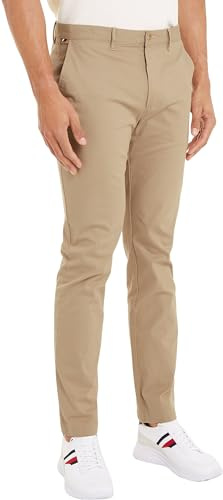 Tommy Hilfiger Uomo Pantaloni Chino Denton Essential Twill Elasticizzati, Beige (Beige), 28W/32L