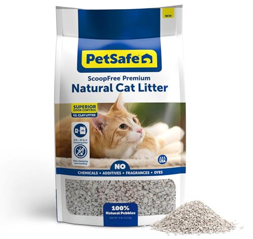 PetSafe ScoopFree Premium Natural Cat Litter, 100% Natural Non-Clumping Cat Litter, 30+ Day Odor Control, No Chemicals, Additives, Dyes or Fragrances, Use with Any Litter Box (8 lb Bag)