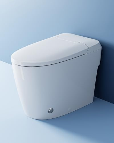 HOROW HR-T30 Non-Electric Bidet Toilet, Tankless Toilet with ADA Chair Height, 1.0GPF and Powerful Flush, Skirted One Piece Toilet for Bathroom, 12 Rough in