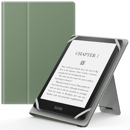 MoKo Funda Universal para 6-7 eReaders y Tabletas - Compatible con Kindle, Kobo, Voyaga, Lenovo, Sony - Carcasa Folio con Correa de Mano y Soporte, Celadón