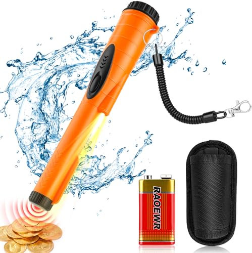 EXTSUD Metalldetektor Pinpointer Tragbar Metallsuchgerät Metallpointer Metall Pin Pointer IPX8 Wasserdicht Gold Detektor mit 9V Batterie&Gürtel Holster 360° Scan für Goldmünze Hunt, Relikte, Schmuck