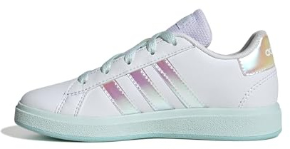 Adidas Unisex Kinder Grand Court Lifestyle Lace Tennis Shoes, FTWR White/Flash Aqua/Halo Mint, 35 1/2 EU