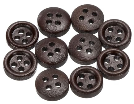 HARFINGTON 30pcs 16L Wooden Sewing Button 3/8(10mm) 4 Holes Wood Round Craft Replacement Buttons for Clothing DIY Crafts Decoration, Dark Brown