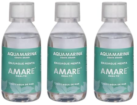 AQUAMARINA - Enjuague Bucal de Agua de Mar |100% Natural con Menta Japonesa | Refresca y Protege Encías y Dientes | (3 botellas 250 ml.)