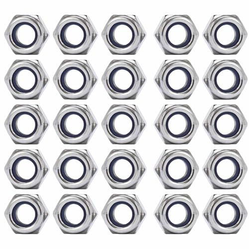 60 Pcs M6 Nuts Stainless Steel Nylon Lock Nuts 304 Hex Screw for Bolt, Locking Stop Nuts
