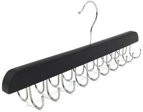 Hanger de cinturón de 1 por ciento para el Organizador de cinturón de Madera Natural de Armario con 20 Ganchos de Metal duraderos Perchas multipropósito para Corbata, Sujetador y más.