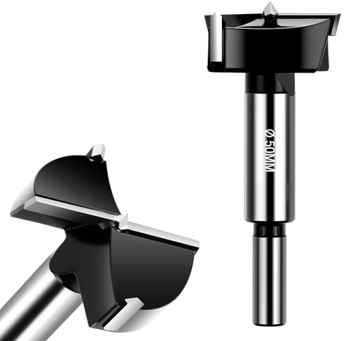 Flintronic Forstnerborr 50 mm, skogsbit, fräs med rundskaft, tillbehör borrmaskin, professionell skogsborr, träbearbetning för träborr, krukborr, konstborr för trä lövträ