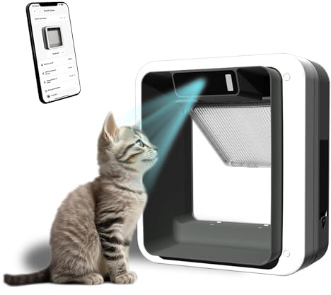 Smart Cat Door with Face Recognition – No Collar Needed, Keyless Entry for Cats（Outer Size 11.4x10.4）, App-Controlled Cat Door, Dual Power: Rechargeable Battery or Plug-in
