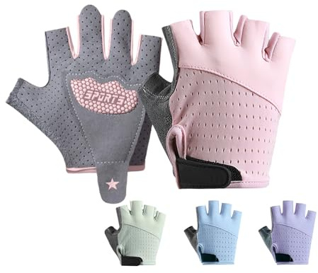 Guanti da ciclismo in rete traspirante per bambini, antiscivolo, elasticizzati, senza dita, per scooter, scooter e ciclismo, vestibilità regolabile per ragazzi e ragazze 【SPT】 (rosa M)