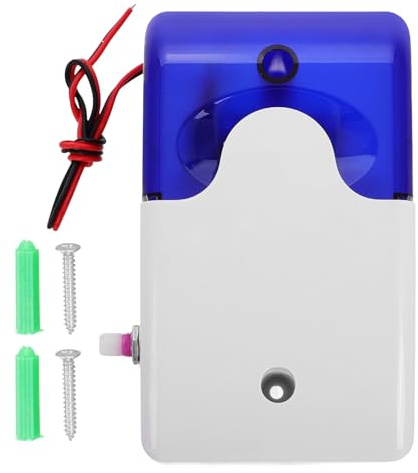 FONDOTIN Sirena de Alarma Intermitente Luz Azul y Sonido de 120db, Sistema de Alarma Resistente al Agua para Protección en Hogares y Entornos Varios