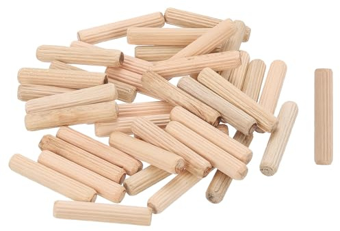 QUARKZMAN 33 Piezas De Clavijas De Madera De 5/16x1-9/16 (8mmx40mm), Clavijas De Madera Acanaladas Con Extremos Biselados, Varillas De Madera