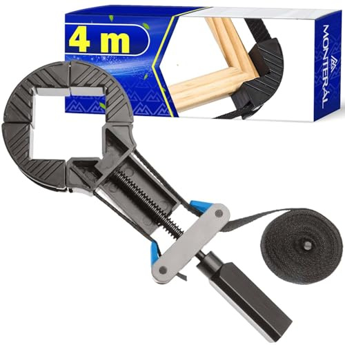 Morsetto Multifunzione con Nastro in Nylon da 4 m - Morsetto per Cornici con 4 Angolari - Garanzia di 10 Anni - MONTERAL