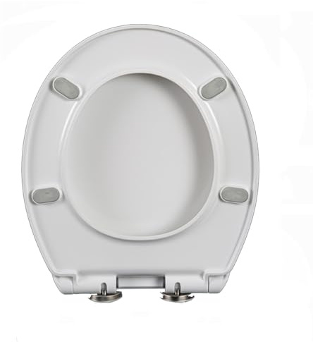 Giural 42x36CM,Tapa Y Asiento para Inodoro Oval, Cierre Suave Y Bisagras Ajustable De 360°, Tapa WC De PP, Instalación Fácil con Fijación Superior, Asiento De Inodoro Estándar, Forma De O