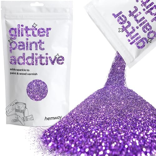 Purple Glitter Paint Additive 100g for Adding Sparkle to Paints & Varnish | Paint Walls Sparkly Add to Emulsion, Acrylic or Lacquer Indoor | Hemway