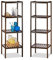 Relaxdays 2 x Bambusregal mit 4 Ablageflächen, hohes Standregal, Holzregal für Küche, Flur und Bad, Dunkelbraun