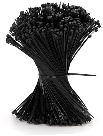 QIMEI-SHOP 500 Pièces Collier de Serrage Noir 200 x 2,5 mm Attache Câble Plastique Serre Câbles Électriques pour Cable Management Jardinage