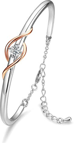 Praelinos Gardien d'amour Bracelet Femme, Bijoux femme plaqués or blanc18K et or rose,Cadeau femme - Idées Uniques pour Anniversaire, Fête des Mères, Saint-Valentin, Noël