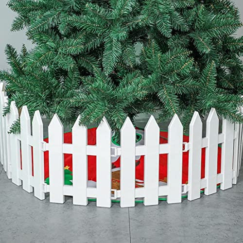 4 piezas de valla de plástico blanco para árbol de Navidad, boda, fiesta, decoración de vacaciones, oficina, hogar, boda, fiesta (100 cm en total)