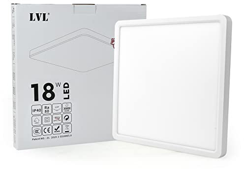 LVL LED Panel Deckenleuchte, 18W Flach Led Deckenleuchte Quadratisch, CCT Farbwechsel, Moderne Flach Deckenlampe für Badezimmer, Wohnzimmer, Schlafzimmer, küche, Flur, Büro (weiß, 23cm-18W)
