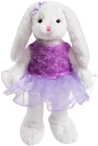 WENMOTDY Ballet Bunny Stuffed Animal White Rabbit in Gauzy Dress Cute Easter Bunny Doll for Kids 21 inches Purple