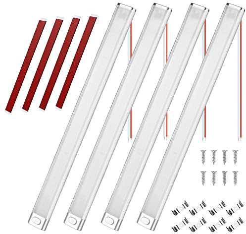 URAQT LED Iluminación Interior del Coche, 12V-85V 10W LED Barra de Luz Interior con Interruptor, 4PCS 168 Leds 6500K Tubo Lámpara de Coches para Vehículos, Caravana, RV, Barco, Camper, Gabinetes