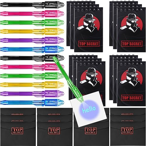 vamei 48 Stück UV Stift Zauberstifte Kinder UV Licht Notizbuch Detektiv Set Entdecker Kinder Mitgebsel Kindergeburtstag Detektiv Geburtstag Give Aways Kindergeburtstag Gastgeschenk Kinder