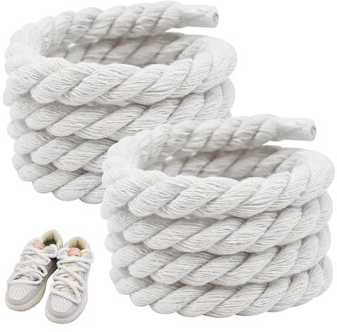 Lotbun 1 Par Cordones Zapatillas Gruesos Para Air Force 1, Cordones Redondos de 8 mm (150 cm) (blanco) (blanco)