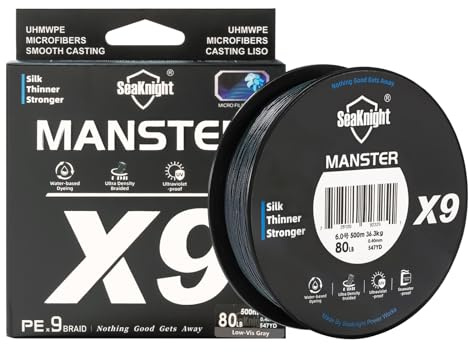 Seaknight X9 Sedal de Pesca Trenzado de Agua Salada de 9 Capas, 150 m, Polietileno Trenzado, 9 hebras, Muy Fuerte, para Carpa, Trucha, 17-80 kg
