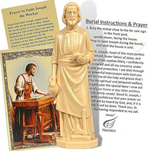 Xiciki St Joseph Statue for Selling Homes - Complete Set with Prayer Cards, Instructions, 2.36 Inches Bookroom Decoration