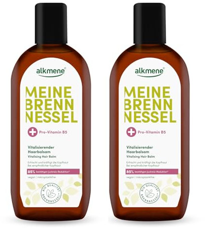 alkmene Lot de 2 flacons d'eau pour cheveux à l'ortie avec provitamine B5 250 ml – Baume pour cheveux à l'ortie pour cuir chevelu sensible – Tonique capillaire, soin du cuir chevelu, lotion capillaire