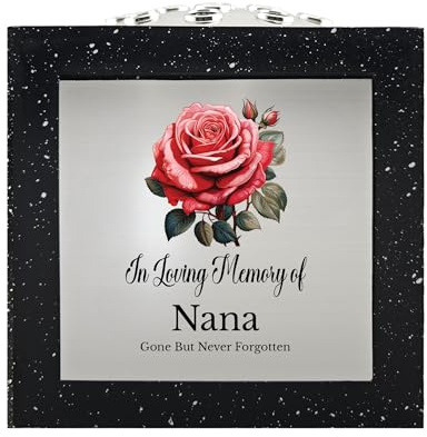 In Loving Memory Of Memorial Rose Bowl Grave Marker Flower Pot Vase With Rose Design Mammy Daddy Nan & Lots More Black/Silver (UV PRINTED) (Nana)