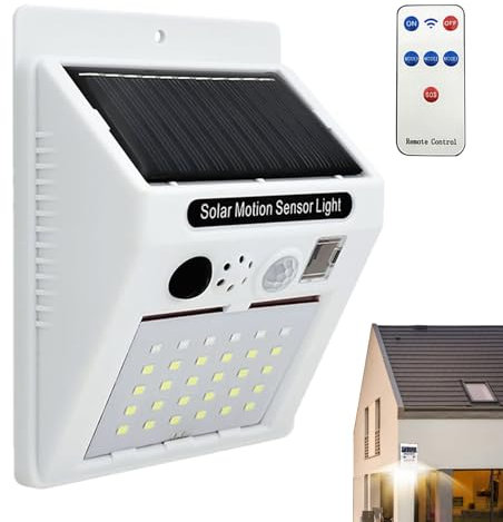 Repelente de Animales Impermeable con energía Solar para Exteriores con Control Remoto, Repelente de Gatos de jardín con Sonido ultrasónico, Sonido de Alarma, Sensor de Movimiento y luz Intermitente